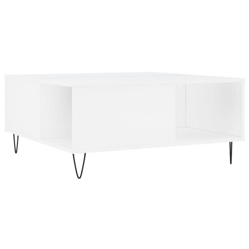 Stolik kawowy, biały 80x80x36,5 cm, materiał drewnopochodny