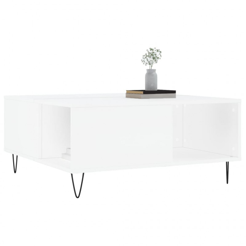 Stolik kawowy, biały 80x80x36,5 cm, materiał drewnopochodny