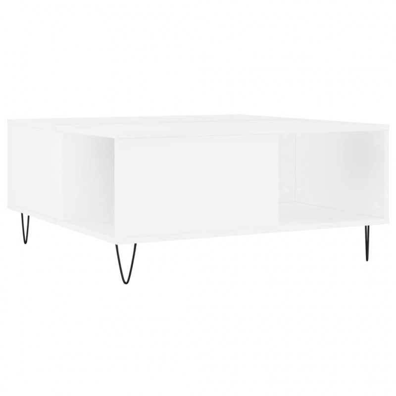 Stolik kawowy, biały 80x80x36,5 cm, materiał drewnopochodny