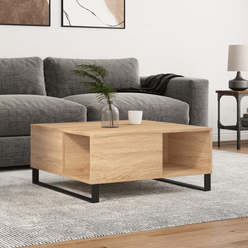 Stolik kawowy, dąb sonoma 80x80x36,5 cm materiał drewnopochodny
