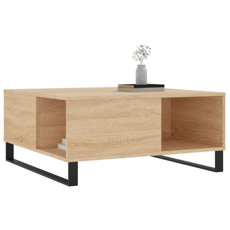 Stolik kawowy, dąb sonoma 80x80x36,5 cm materiał drewnopochodny