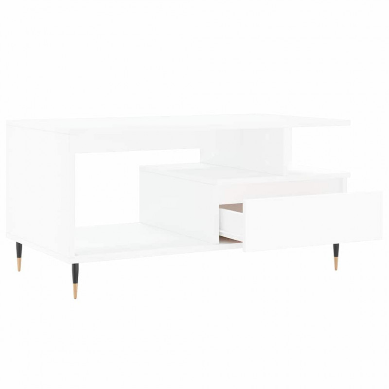 Stolik kawowy, biały 90x49x45 cm, materiał drewnopochodny