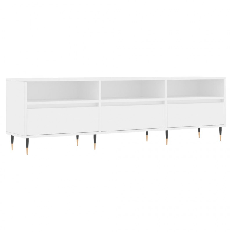 Szafka pod TV, biała, 150x30x44,5 cm, materiał drewnopochodny