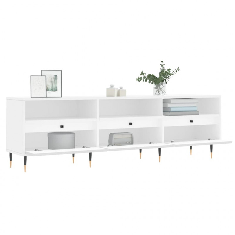 Szafka pod TV, biała, 150x30x44,5 cm, materiał drewnopochodny