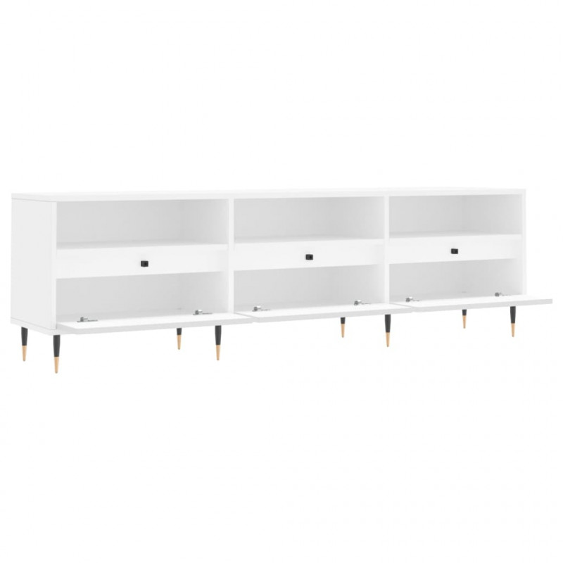 Szafka pod TV, biała, 150x30x44,5 cm, materiał drewnopochodny
