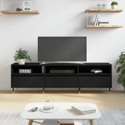 Szafka pod TV, czarna, 150x30x44,5 cm, materiał drewnopochodny