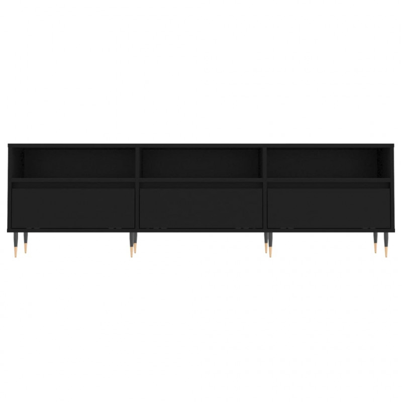 Szafka pod TV, czarna, 150x30x44,5 cm, materiał drewnopochodny