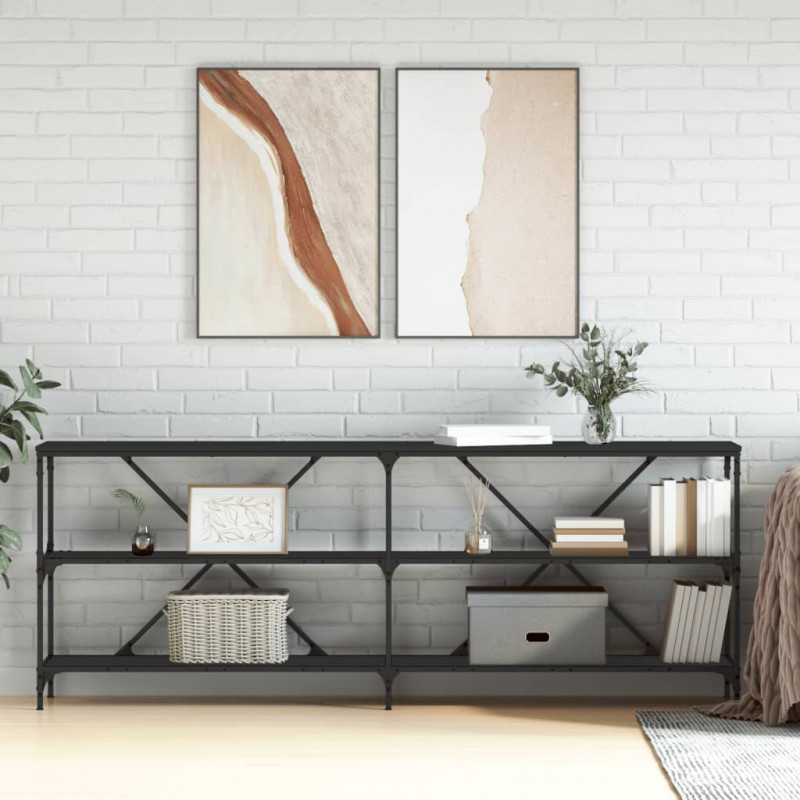 Stolik konsolowy, czarny, 200x30x75 cm, materiał drewnopochodny