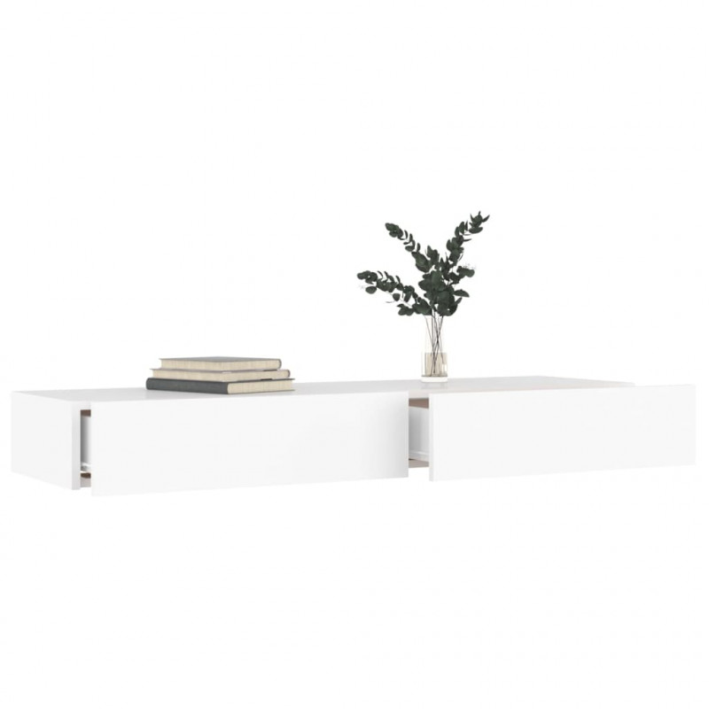 Szafka pod TV z oświetleniem LED, biała, 120x35x15,5 cm