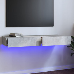 Szafka pod TV, oświetlenie LED, szarość betonu, 120x35x15,5 cm
