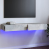 Szafka pod TV, oświetlenie LED, szarość betonu, 120x35x15,5 cm
