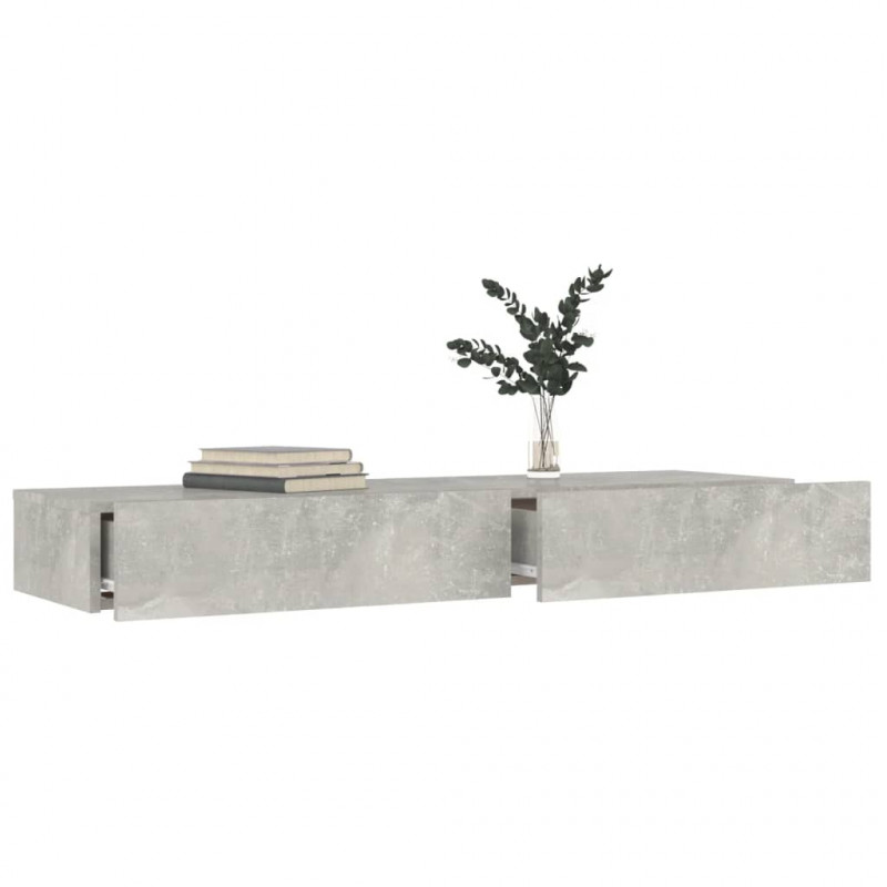 Szafka pod TV, oświetlenie LED, szarość betonu, 120x35x15,5 cm