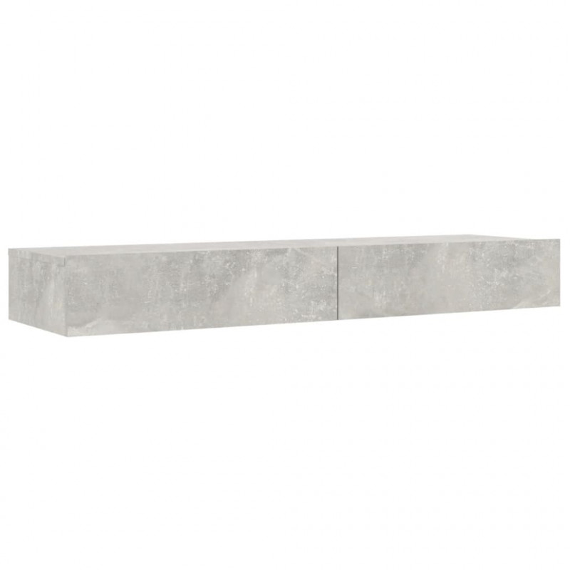 Szafka pod TV, oświetlenie LED, szarość betonu, 120x35x15,5 cm