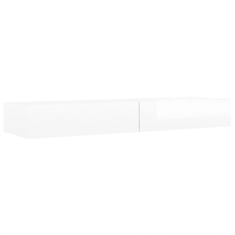 Szafka pod TV z LED, biała z połyskiem, 120x35x15,5 cm