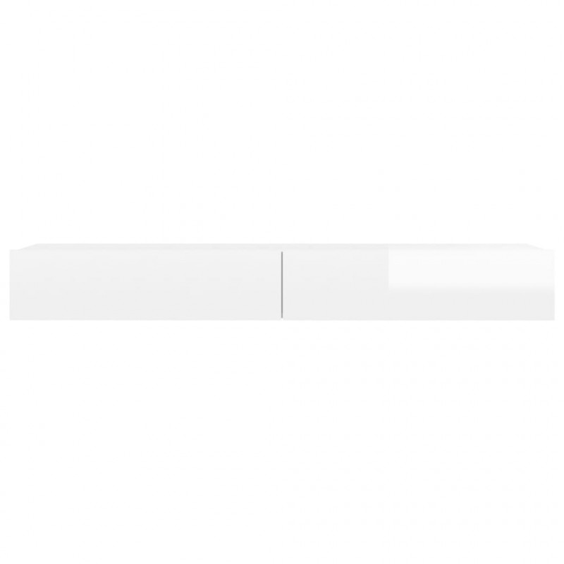 Szafka pod TV z LED, biała z połyskiem, 120x35x15,5 cm