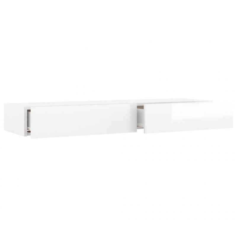 Szafka pod TV z LED, biała z połyskiem, 120x35x15,5 cm