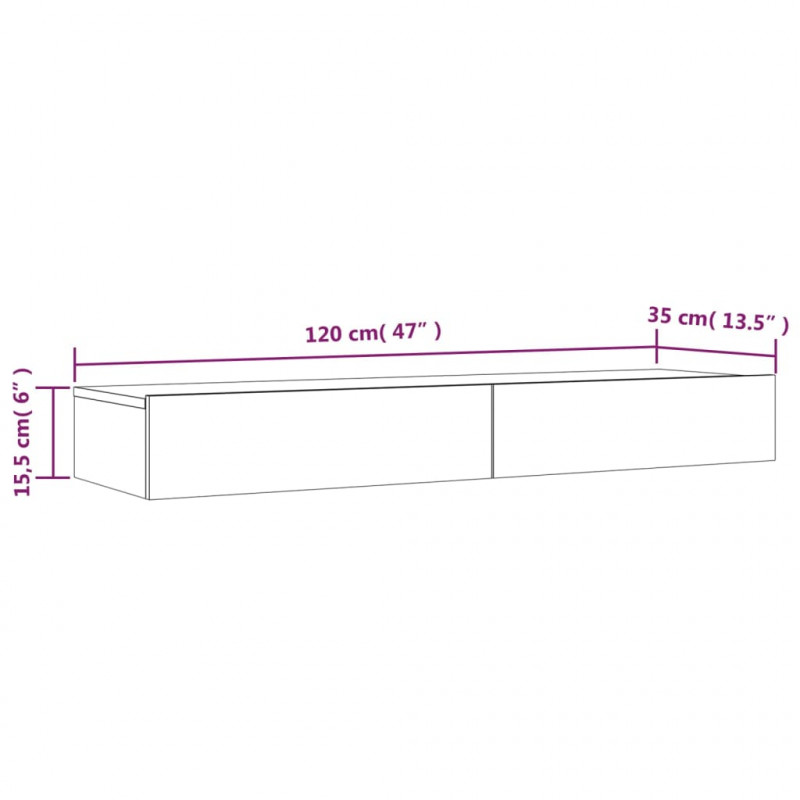 Szafka pod TV z LED, biała z połyskiem, 120x35x15,5 cm