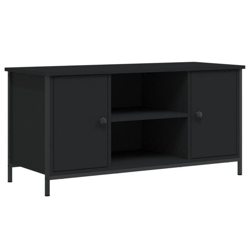 Szafka pod TV, czarna, 100x40x50 cm, materiał drewnopochodny