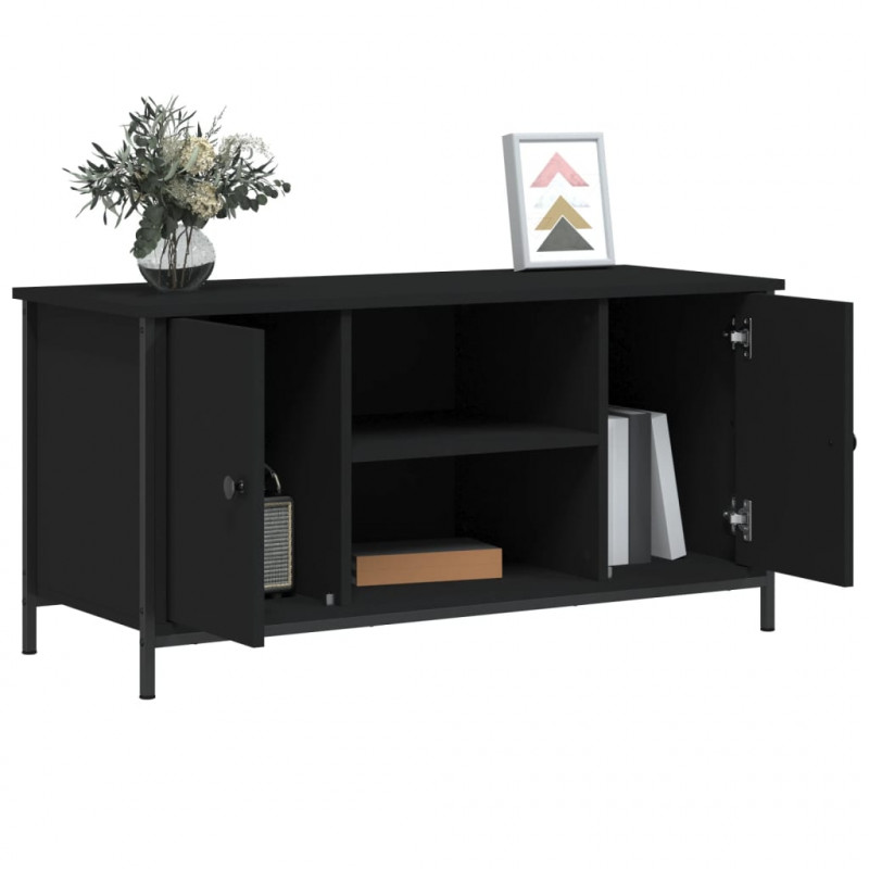 Szafka pod TV, czarna, 100x40x50 cm, materiał drewnopochodny