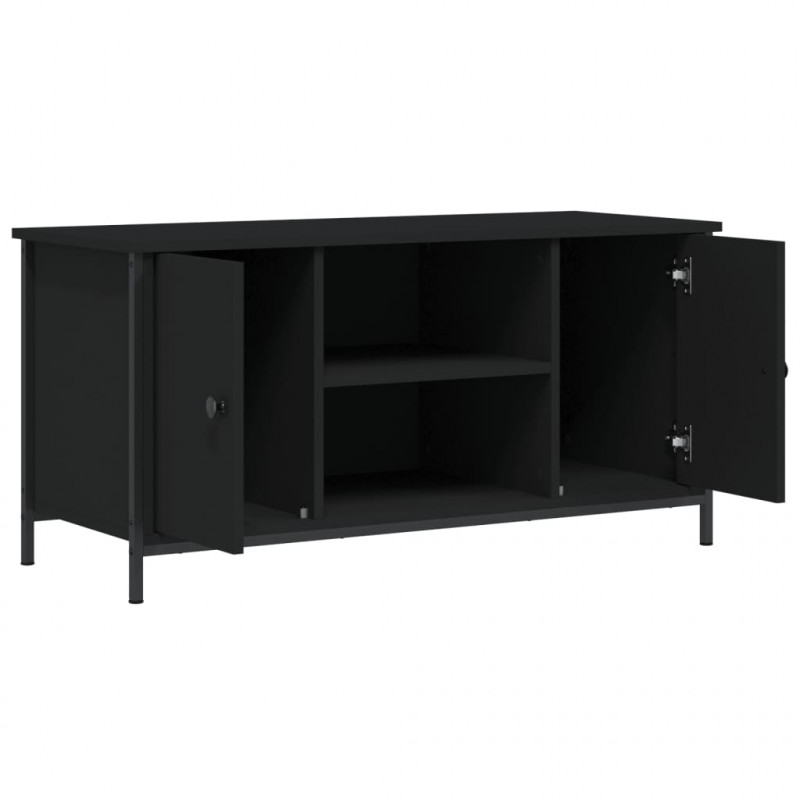 Szafka pod TV, czarna, 100x40x50 cm, materiał drewnopochodny