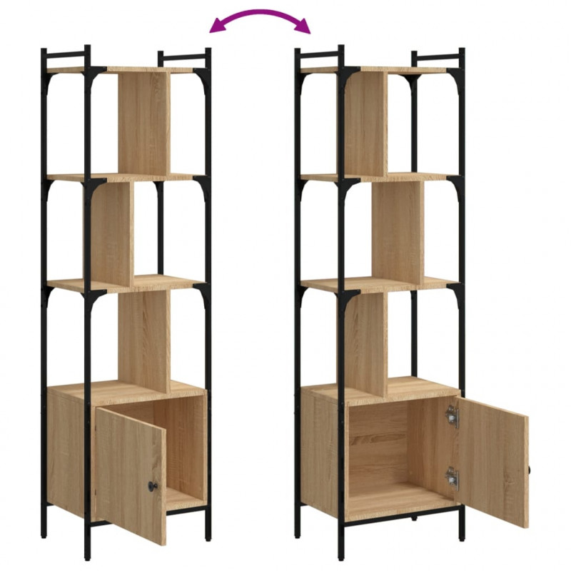 Biblioteczka z drzwiczkami, dąb sonoma, 44,5x30x154,5 cm