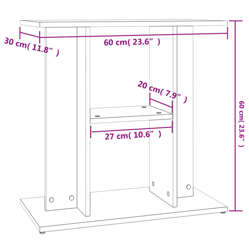 Stojak pod akwarium Betonowy Szary 60x30x60 cm Drewno konstrukcyjne