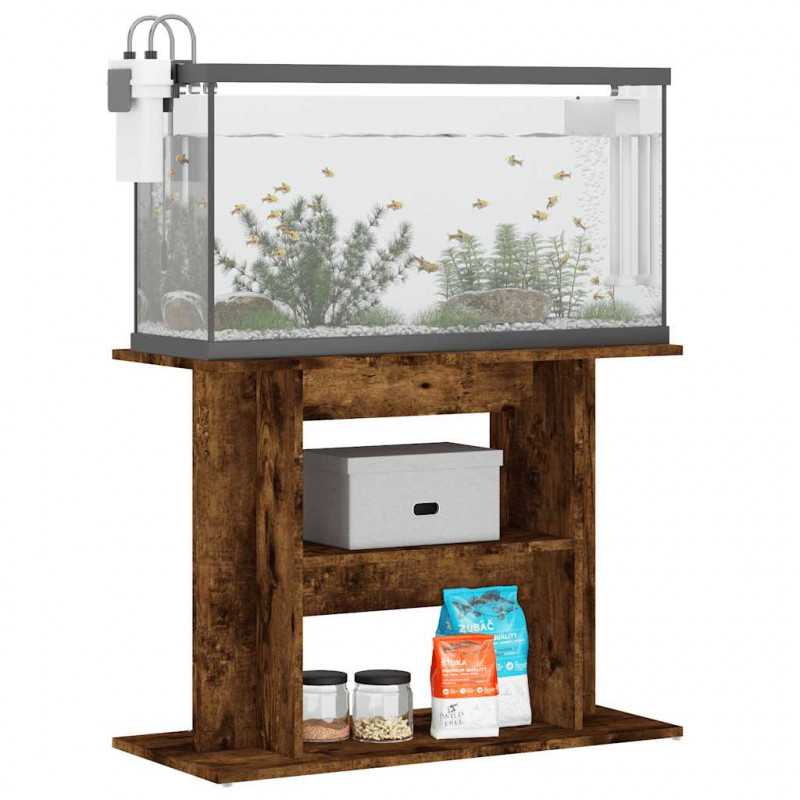 Stojak pod akwarium dąb wędzony 80x35x60 cm Drewno konstrukcyjne