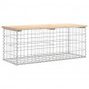 Ławka ogrodowa, gabion, 103x44x42 cm, lite drewno sosnowe