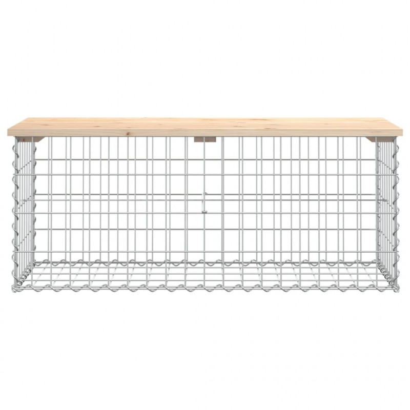 Ławka ogrodowa, gabion, 103x44x42 cm, lite drewno sosnowe