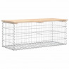 Ławka ogrodowa, gabion, 103x44x42 cm, lite drewno sosnowe