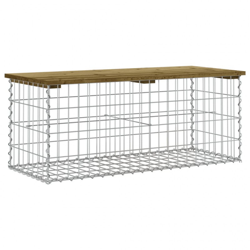 Ławka ogrodowa z gabionem, 103x44x42 cm, impregnowana sosna