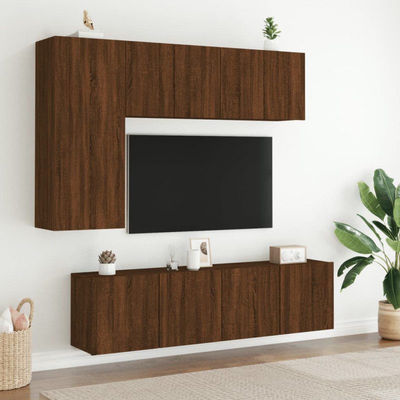 Ścienna szafka TV, brązowy dąb, 60x30x41 cm