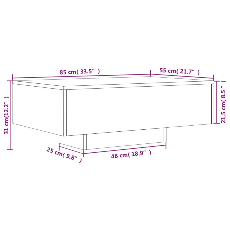 Stolik kawowy z oświetleniem LED, biały, 85x55x31 cm