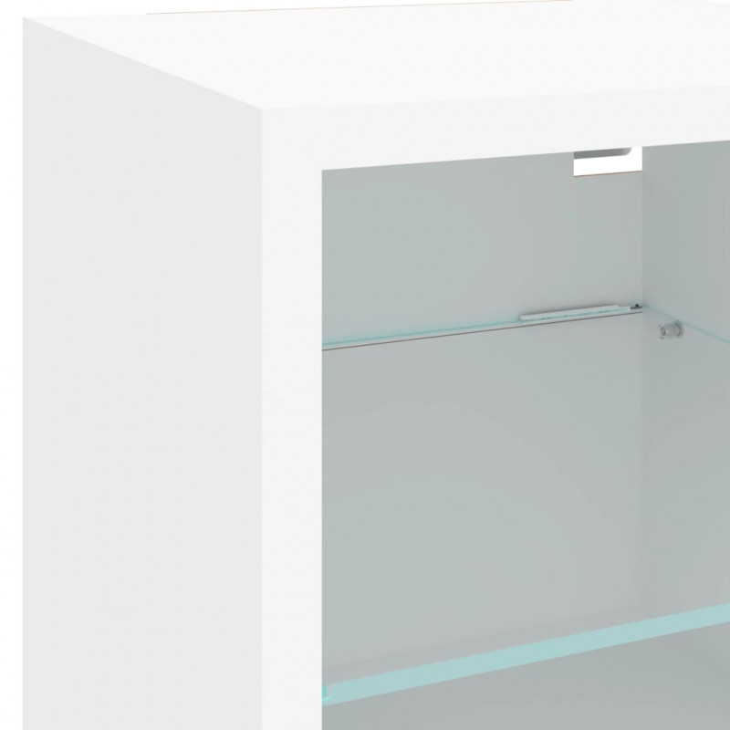 Ścienne szafki TV z LED, 2 szt., białe, 30x28,5x30 cm
