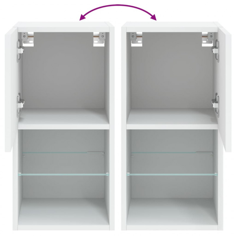 Szafki pod telewizor, z LED, 2 szt., białe, 30,5x30x60 cm
