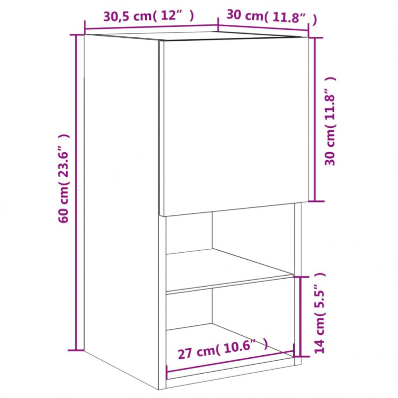 Szafki TV, z LED, 2 szt., dąb sonoma, 30,5x30x60 cm