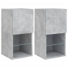 Szafki TV, z LED, 2 szt., szarość betonu, 30,5x30x60 cm