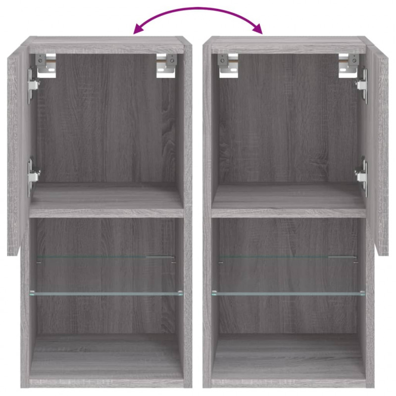 Szafki pod TV z LED, 2 szt. szary dąb sonoma, 30,5x30x60 cm