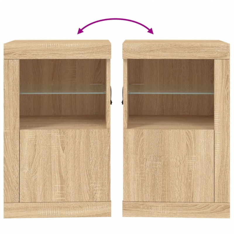 Szafki z LED, 2 szt., dąb sonoma, materiał drewnopochodny
