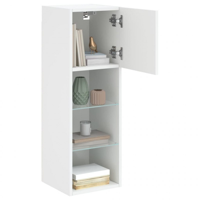 Szafki TV, z LED, 2 szt., białe, 30,5x30x90 cm