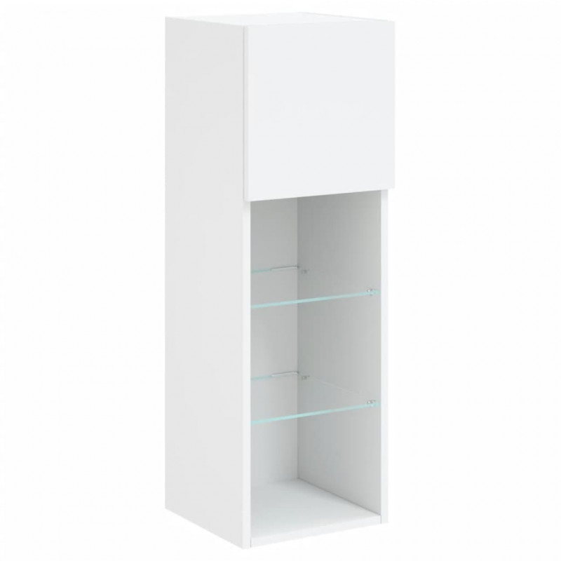Szafki TV, z LED, 2 szt., białe, 30,5x30x90 cm