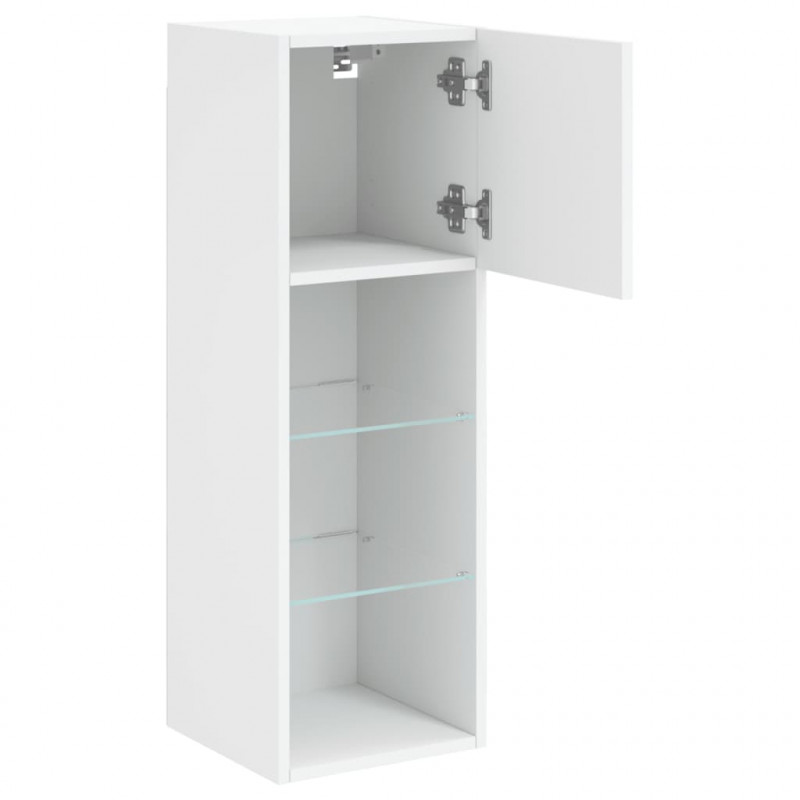Szafki TV, z LED, 2 szt., białe, 30,5x30x90 cm
