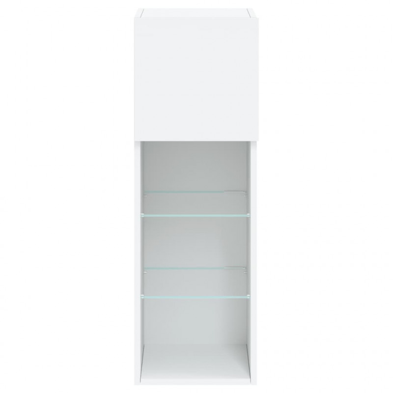 Szafki TV, z LED, 2 szt., białe, 30,5x30x90 cm