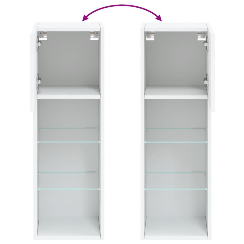 Szafki TV, z LED, 2 szt., białe, 30,5x30x90 cm