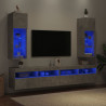 Szafki TV, z LED, 2 szt., szarość betonu, 30,5x30x90 cm