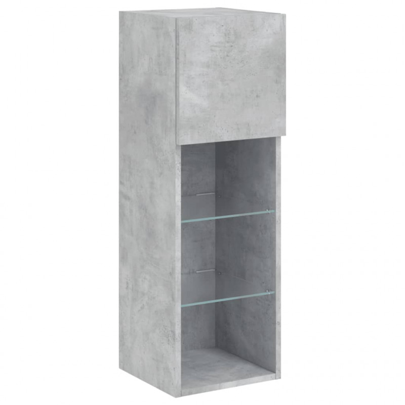 Szafki TV, z LED, 2 szt., szarość betonu, 30,5x30x90 cm