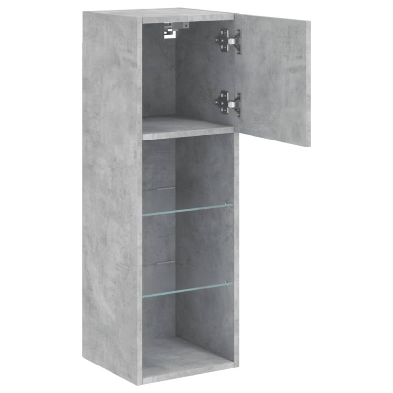 Szafki TV, z LED, 2 szt., szarość betonu, 30,5x30x90 cm