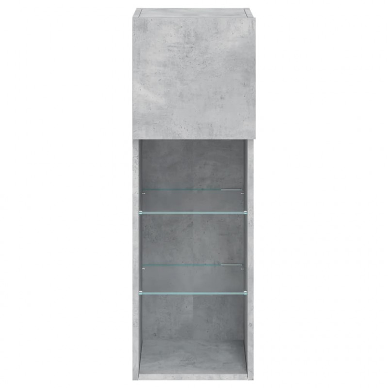 Szafki TV, z LED, 2 szt., szarość betonu, 30,5x30x90 cm
