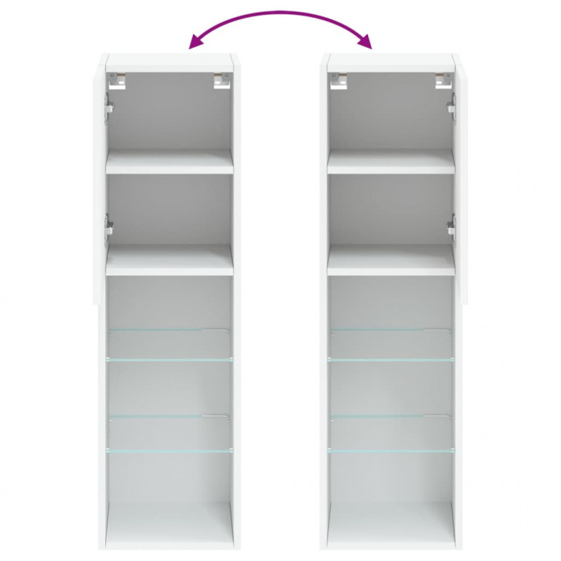 Szafki TV, z LED, 2 szt., białe, 30,5x30x102 cm