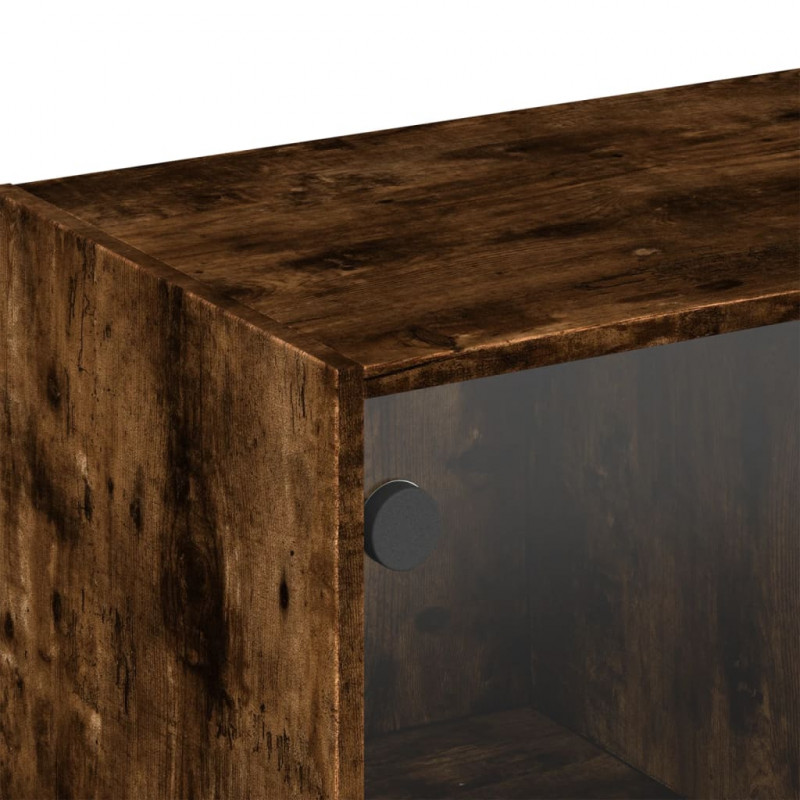 Szafka wisząca, szklane drzwi, przydymiony dąb, 102x37x35 cm
